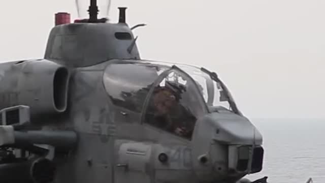 AH-1W Super Cobra Helicopter In Action On Flight Deck USS Kearsarge #Shorts