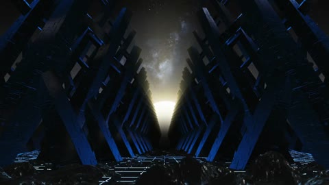 Video loop of an abstract world in space