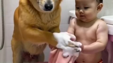 Bathing with Cute baby 🫣😋🤤❤️