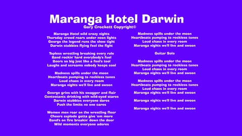 Maranga Hotel Darwin Song