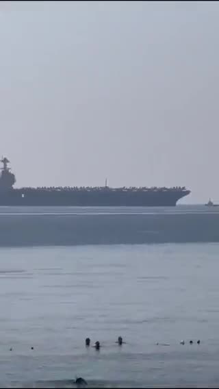 The #USNavy's newest aircraft carrier, the world's largest, is in Antalya, #Turkey.