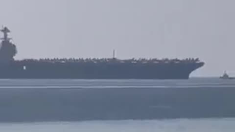 The #USNavy's newest aircraft carrier, the world's largest, is in Antalya, #Turkey.