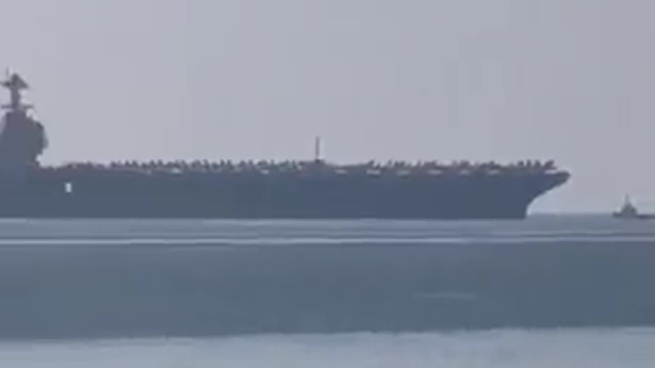 The #USNavy's newest aircraft carrier, the world's largest, is in Antalya, #Turkey.