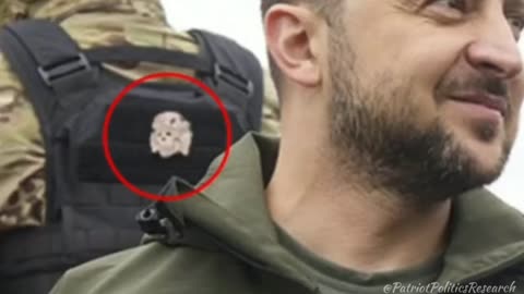 NAZI Waffen SS Skull logo behind President Zelensky - inadvertently caught by BBC - 09/14/22