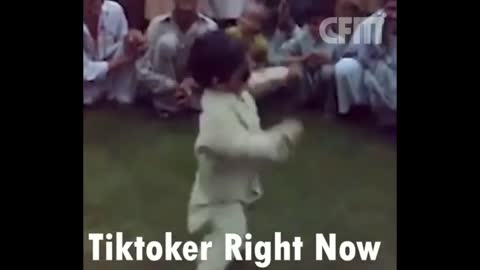 Tiktoker dancing in joy