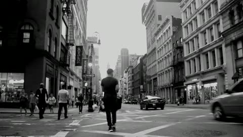 New York Street with Relaxing music and light waves