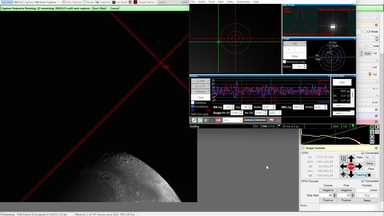 Tracking and Imaging Moon and Saturn together