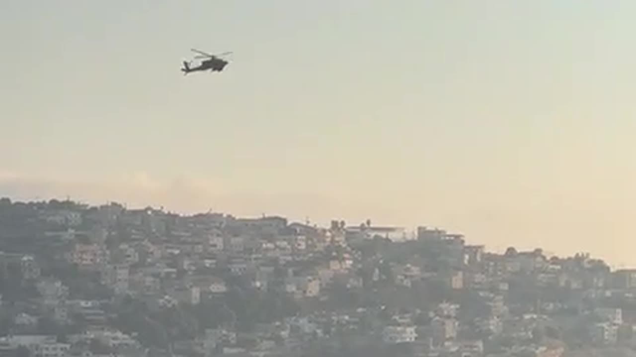 An Israeli Apache helicopter struck a target in Lebanon with a missile yesterday