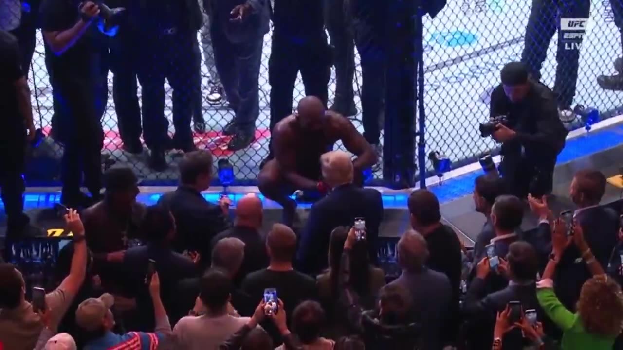 Jon Jones just won his UFC match and gave the championship belt to Trump