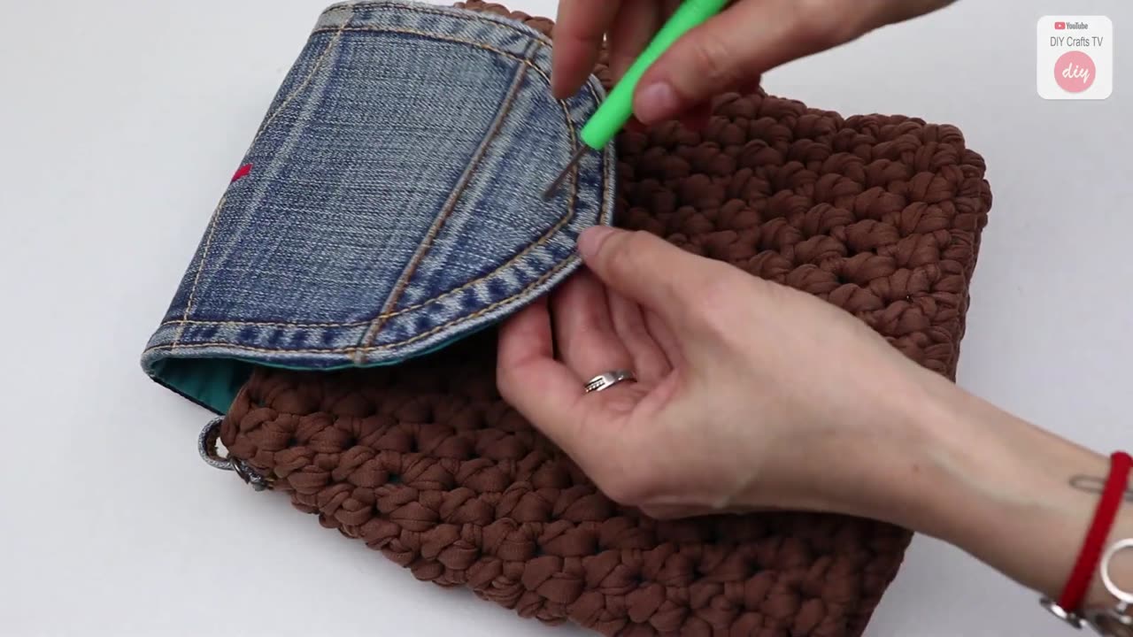 [ASMR] POPULAR DESIGN DIY CROCHET JEANS BAG TUTORIAL Part 1