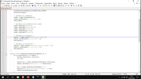 Java parte 26. Interfaces gráficas de usuario (parte 8). Lista desplegable y eventos.