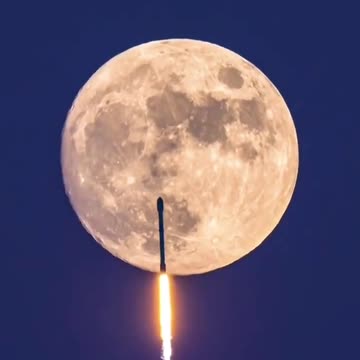 ✨ Spacex launch captured at the right moment with moon #moon #nasa #nasaupdates #space #astronomy
