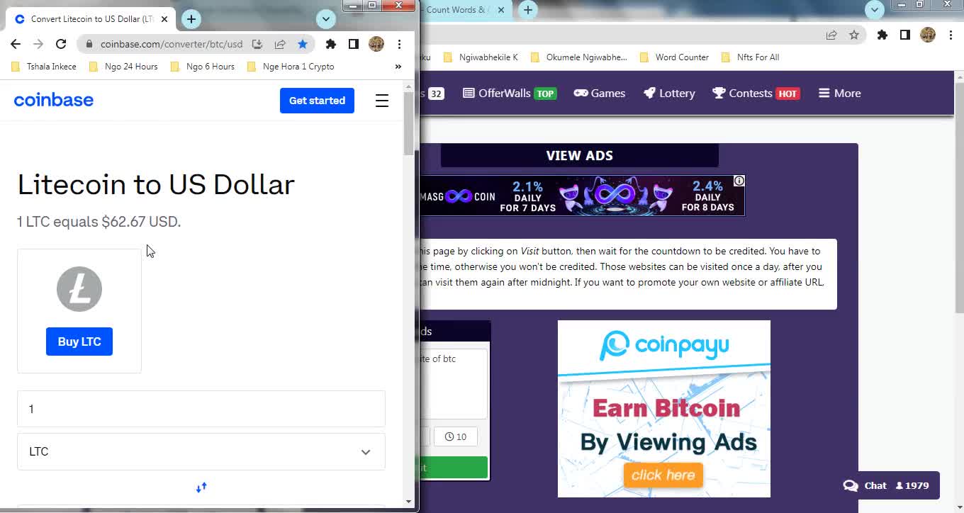 How To Claim Free Paid To Click Ads Litecoin LTC Coins At Earnbitmoon & Instant Withdraw FaucetPay
