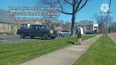 Good Friday preaching outside St. Timothy Episcopal Church