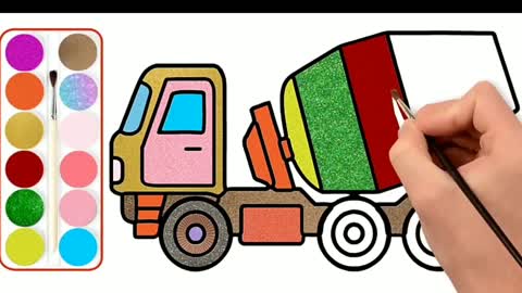 Drawing and Coloring for Kids - How to Draw Cement Truck