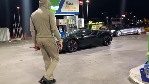 Romanian batman spotted at the fuel station.