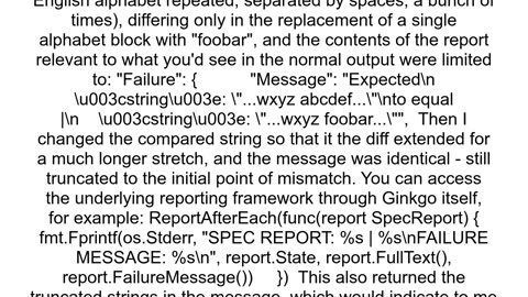 Can Gomega equal with ginkgo print full strings