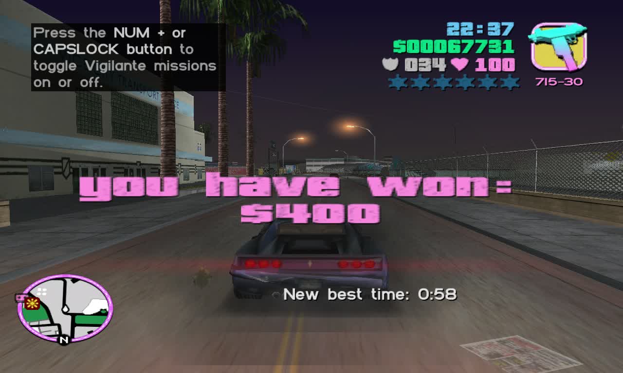 GTA: Vice City Walkthrough - Mission 62 - Race 1: Terminal Velocity (without commentary)