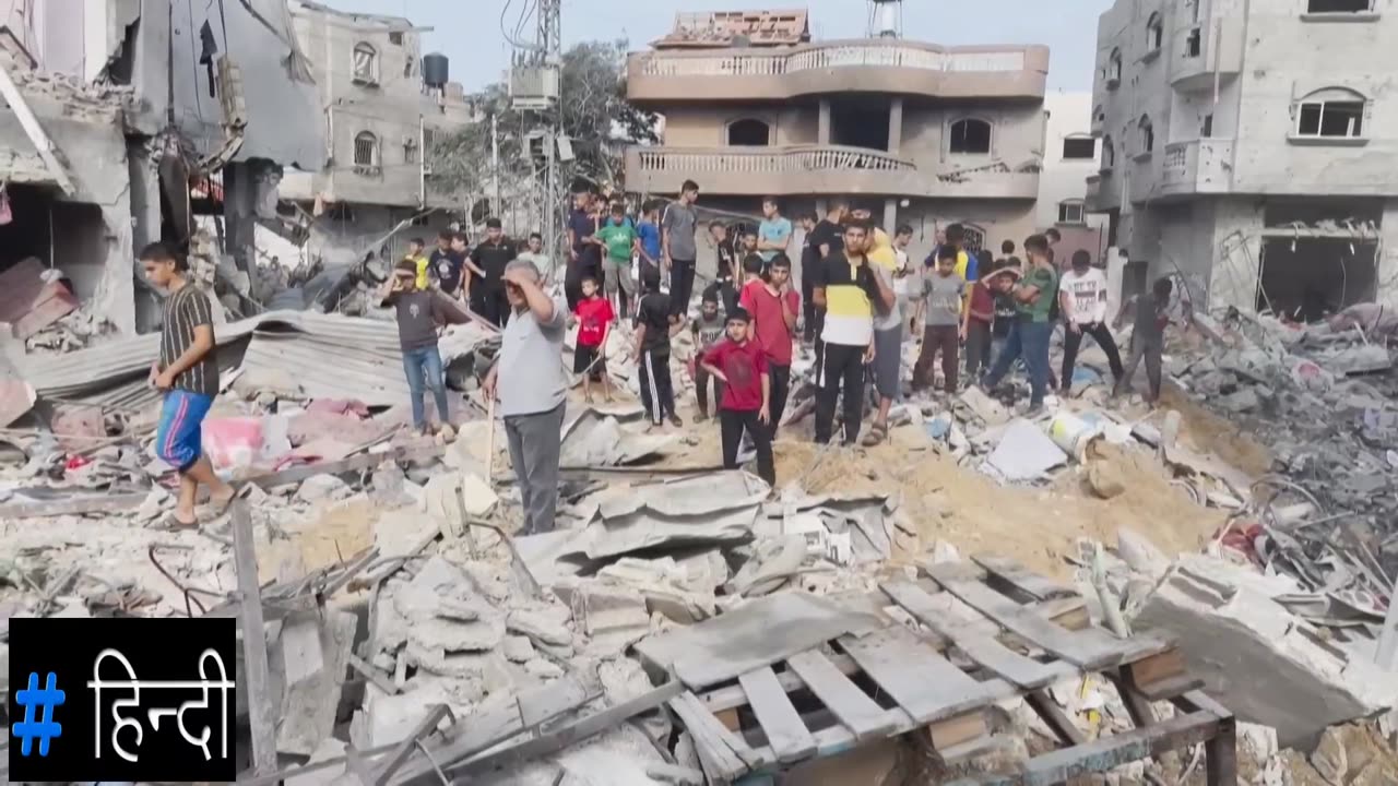 People Inspect Ruins of a Mosque Destroyed in Israeli Airstrikes