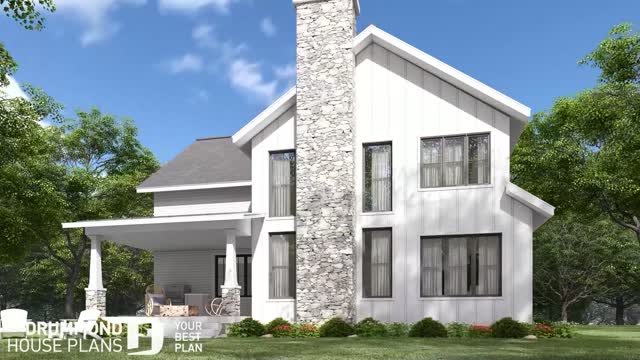 4 bedroom Farmhouse home design, large kitchen with pantry, 2-car garage (Plan 2373-V2)