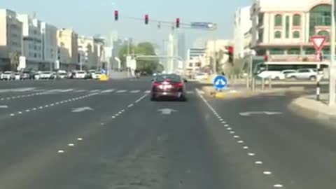 Amazing Abu Dhabi Road View by Car in the Day.