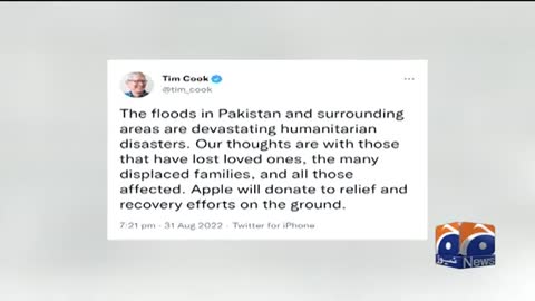 Apple to donate in relief, recovery efforts in Pakistan's flood affected areas -