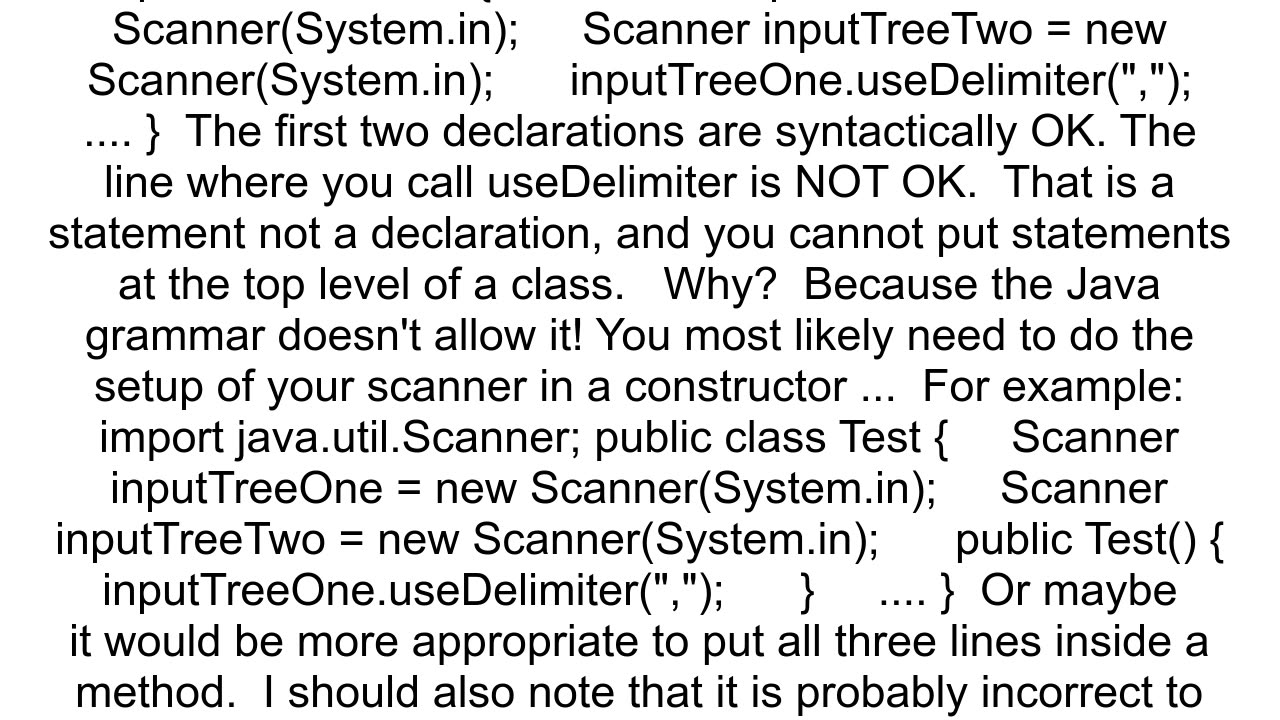 Java Scanner useDelimiter syntax error