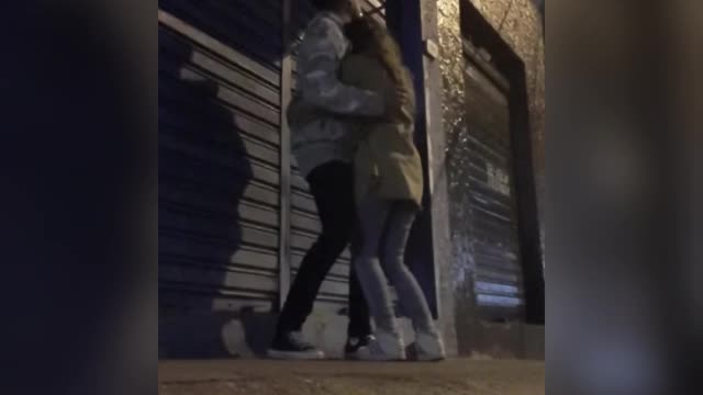 couple having fun on the street