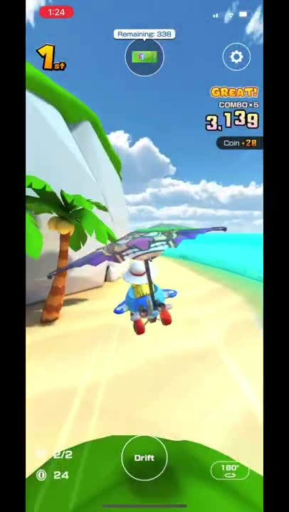 Mario Kart Tour - Waluigi Wing Glider Gameplay (Summer Tour Tier Shop Reward)