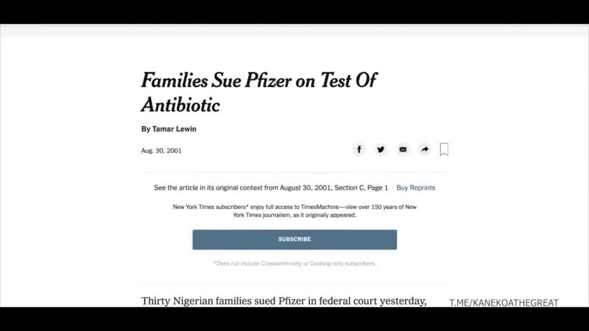 Pfizer Settled For $75 Million For Using 'Nigerian Children As Human Guinea Pigs'.