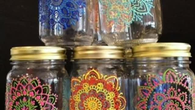 Artistic old bottle decoration with adorable glass paint ideas