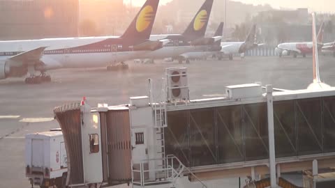 Airport and sunset