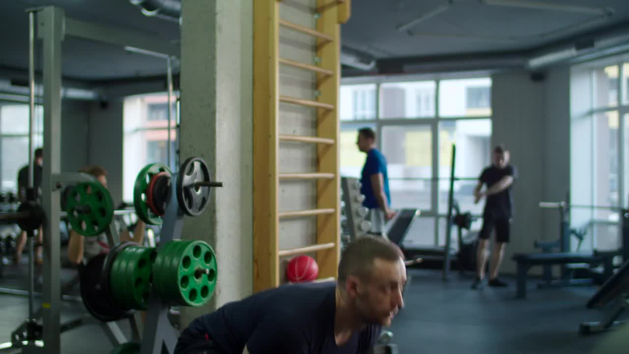 Man exercising with kettlebell