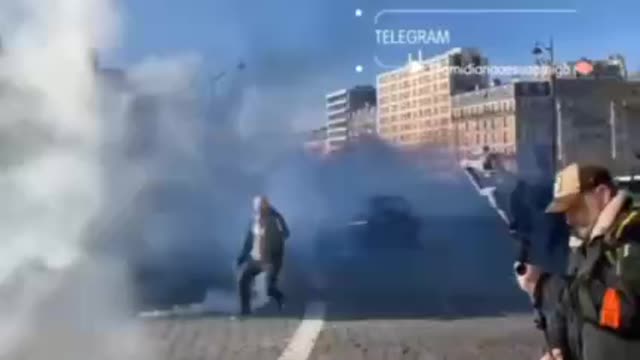 France Gestapo police using tear gas against the protesters