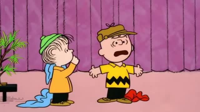 Charlie Brown being taught what Christmas is all about