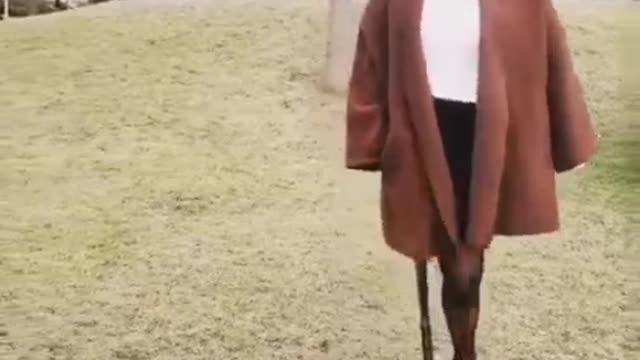 Lilly with crutches