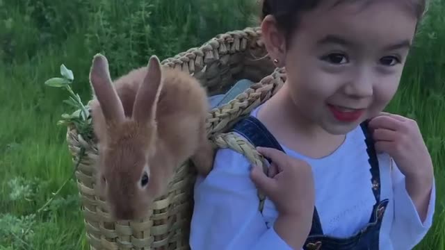 Cute baby with 🐇rabbit