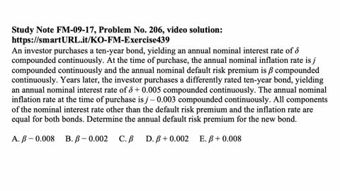 Exam FM exercise for January 15, 2022