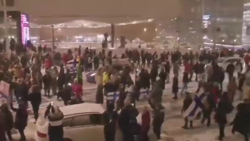 Massive convoy and protest at the Parliament in Helsinki, Finland