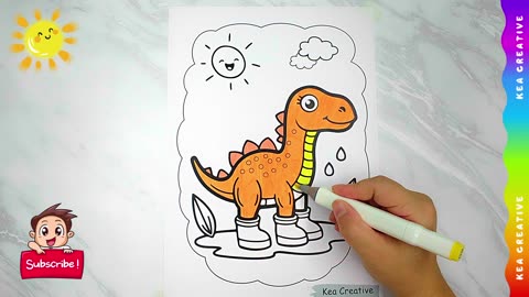 Coloring Dinosaur in the water @KeaCreative2 - Coloring Pages For Childrens. Enjoy!