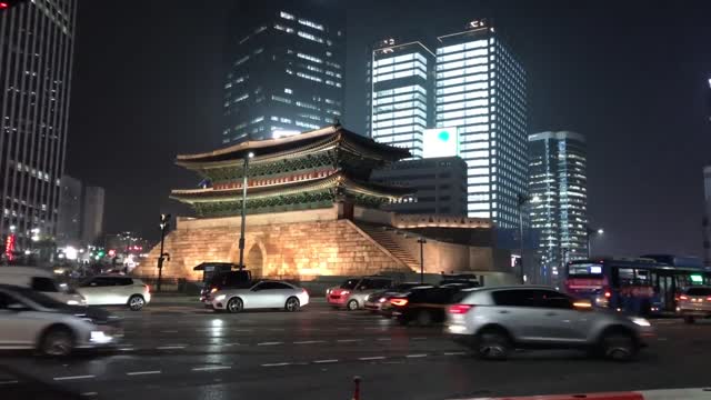 Night View of the great South Gate of Seoul