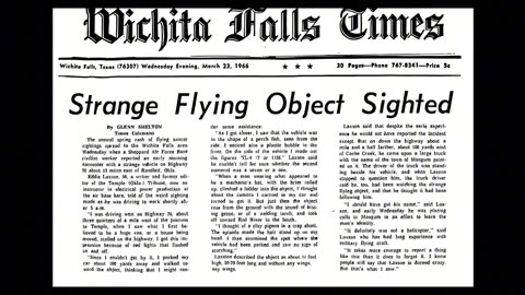 William Eddie Laxson and his 1966 encounter with a UFO blocking the road near Temple Oklahoma