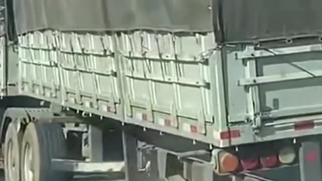 The truck is driving with only the wheels
