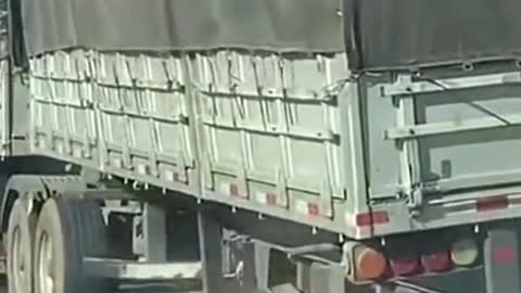 The truck is driving with only the wheels