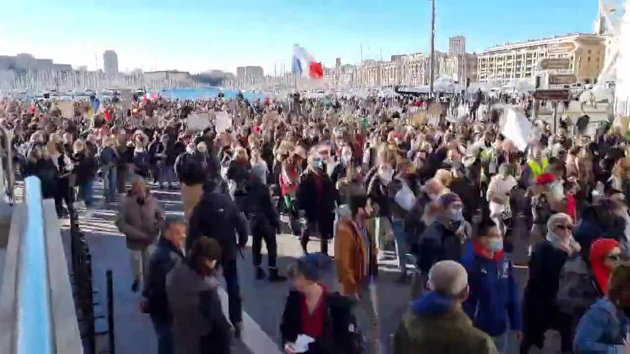 France - Large crowds fill the streets this weekend with people protesting for Freedom