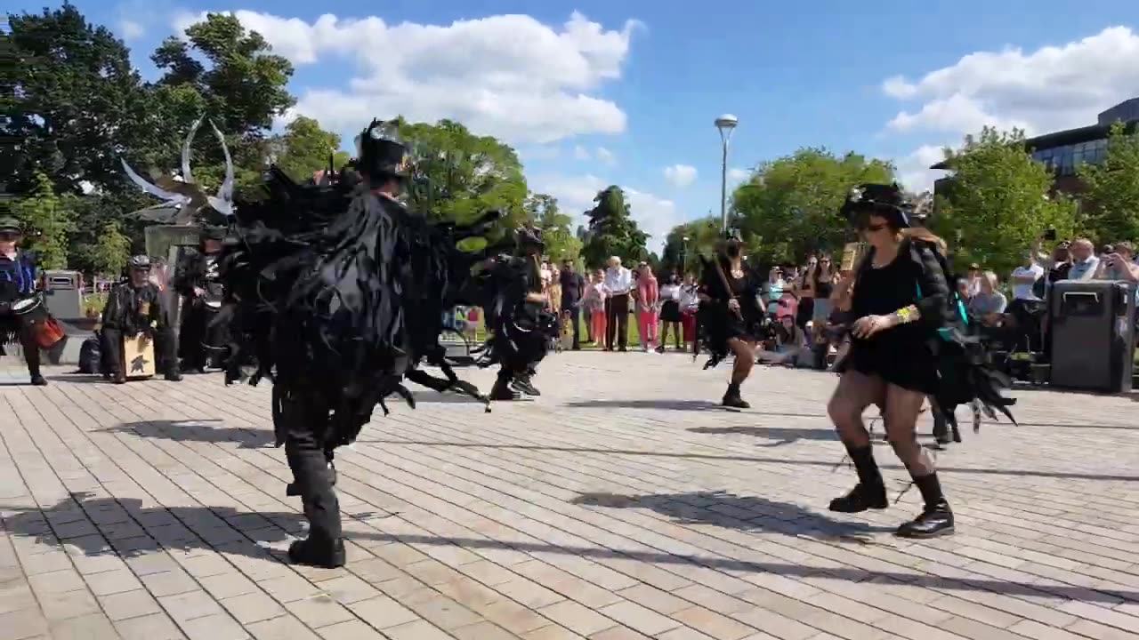 Beltane Border Morris dancing Huntress in Stratford Upon Avon During National Morris Weekend 22 6 19