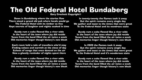 The Old Federal Hotel Bundaberg Song