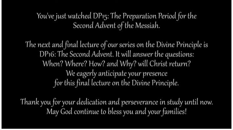 DP15 The Preparation Period for the Second Advent of the Messiah