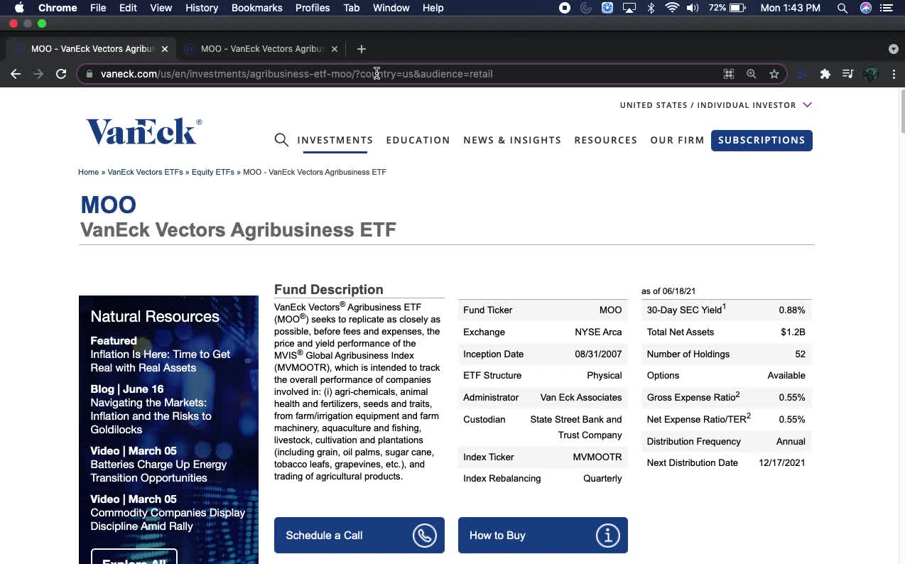 MOO ETF Introduction (Agribusiness / Agriculture)