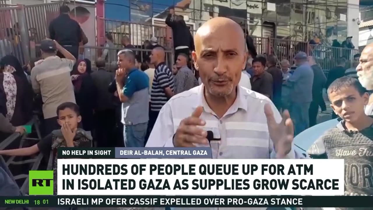 People queue for ATMs in isolated Gaza as supplies dwindle